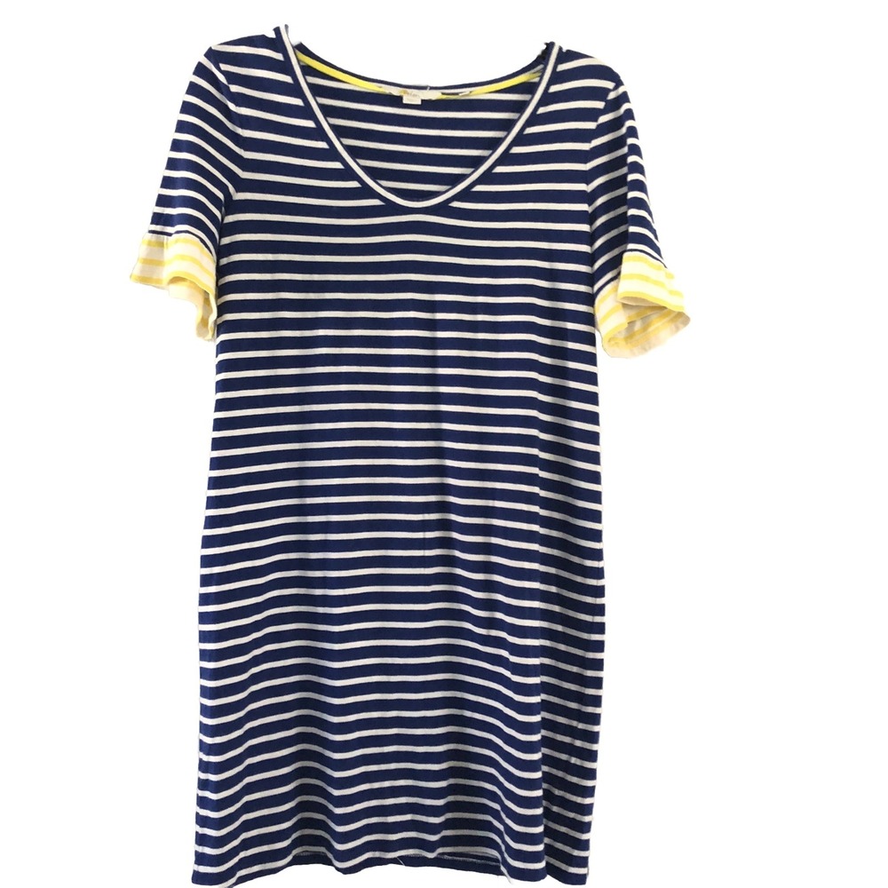 Boden Petite Imogene Blue White Striped Flutter Sleeve Jersey Dress 6P